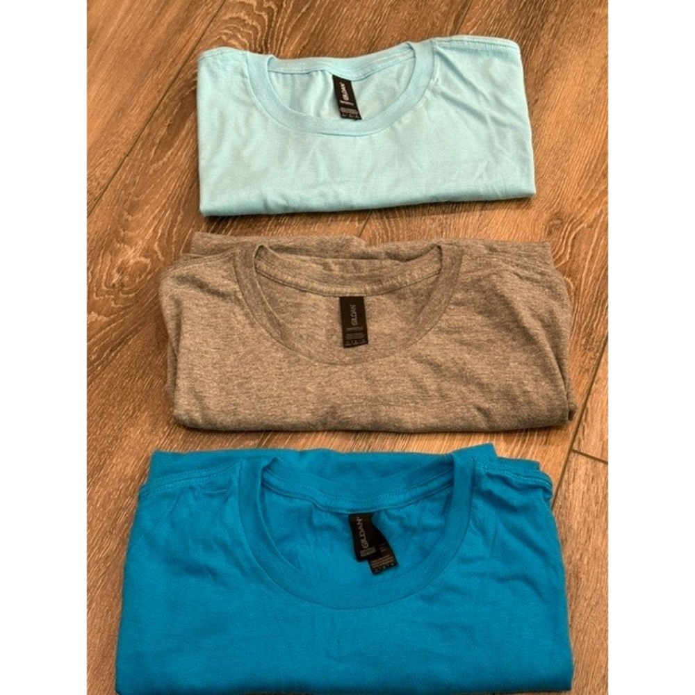 Gildan Softstyle T-Shirt Bundle Womens Large Lot 6 Blue Grey Purple Cotton Tee